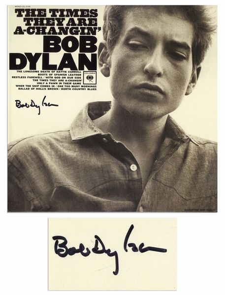 Bob Dylan Signed Album The Times They Are A-Changin -- With Jeff Rosen COA